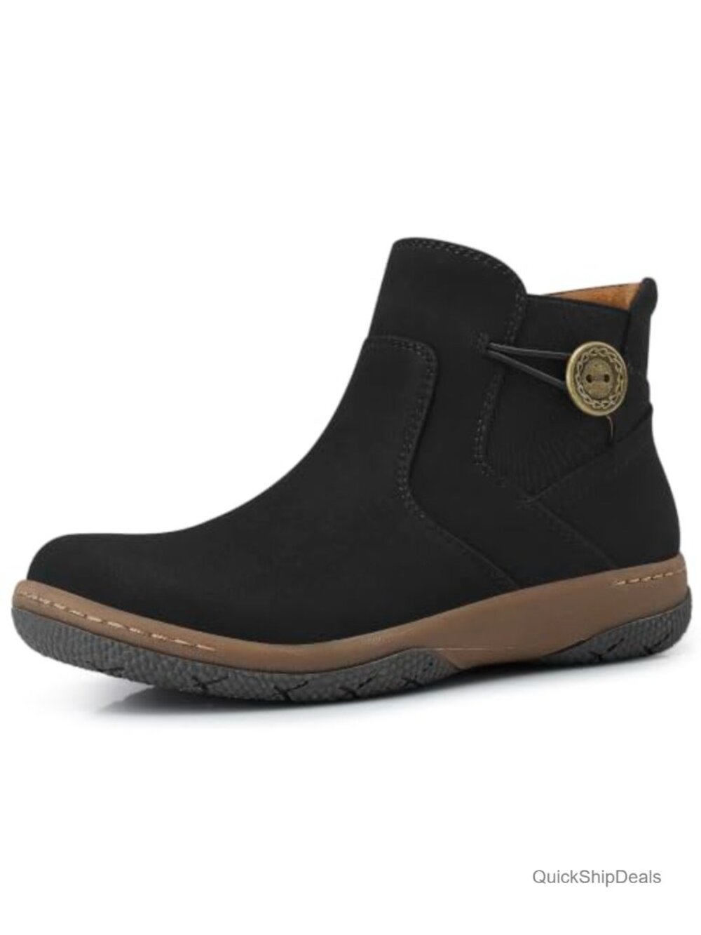 Suede Ankle Boots with Arch Support Slip-On Casual Boot